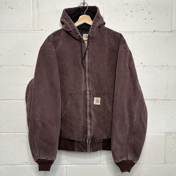 Carhartt Other - Vintage Carhartt Quilted Hooded Jacket “Burgundy/Wine” J06